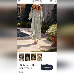 Sue Sartor SS Kaftan in Robin's Egg Blue/Chartreuse size OS